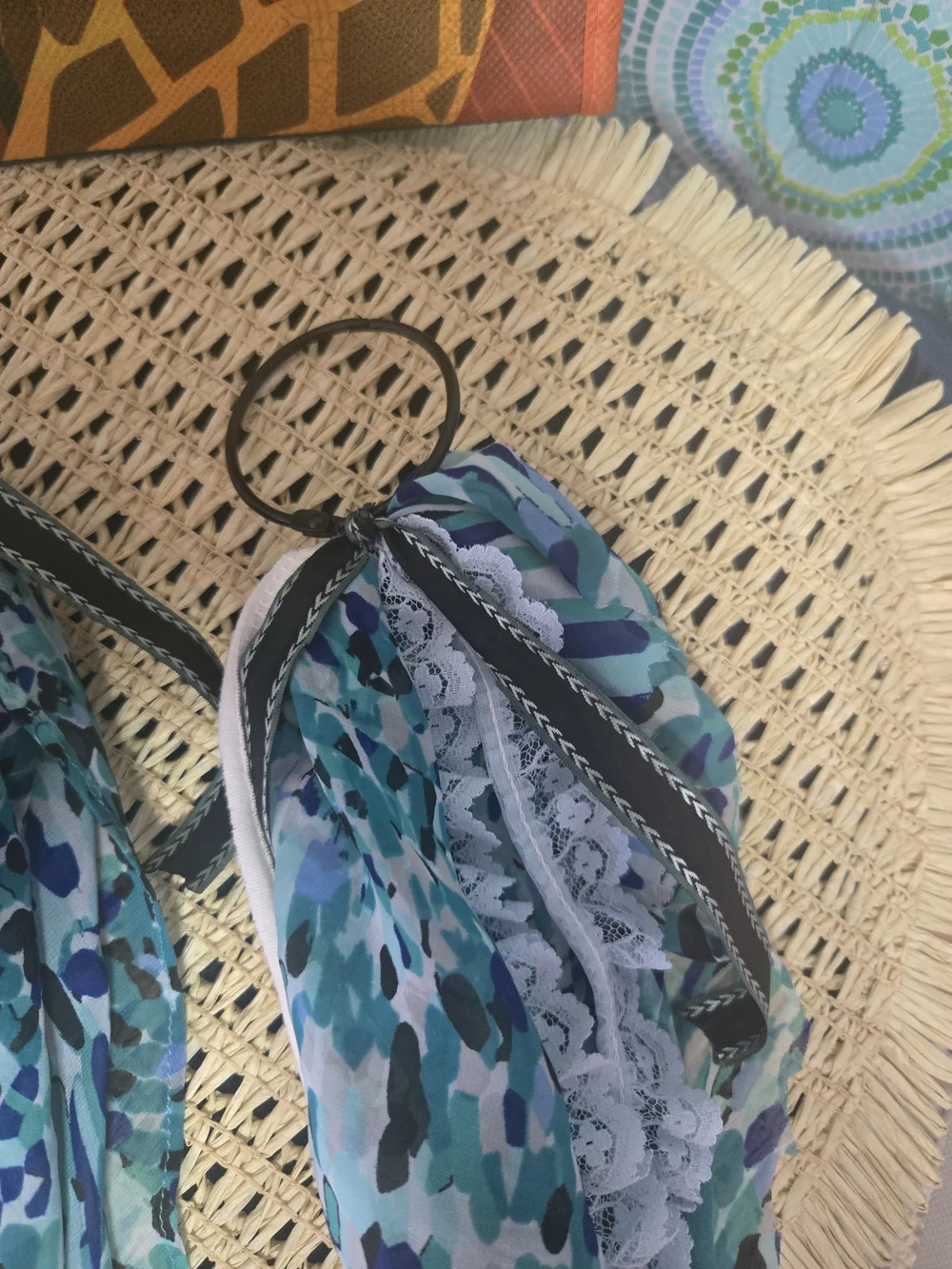 Boho Western Maximalist Handcrafted Blue Teal Boot Ring Tassel Accessory